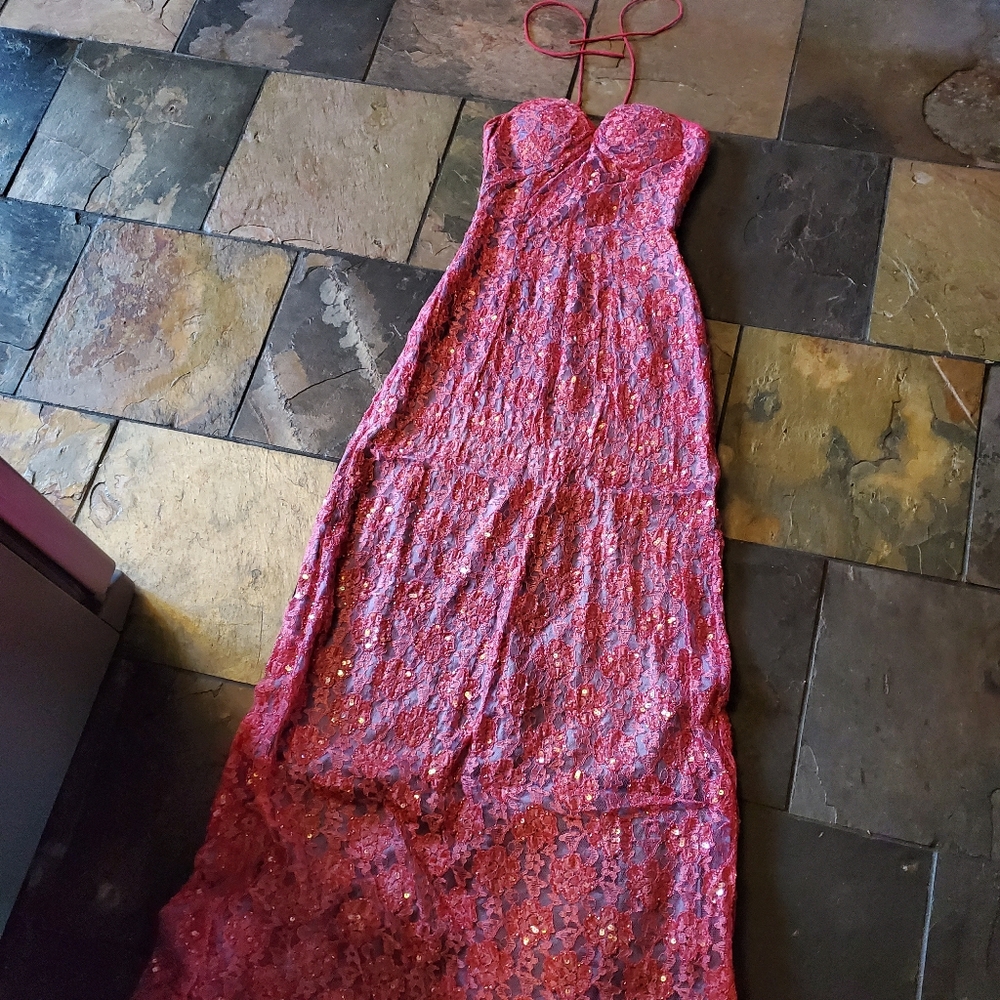 Pink and Purple Halter Formal Dress Gown